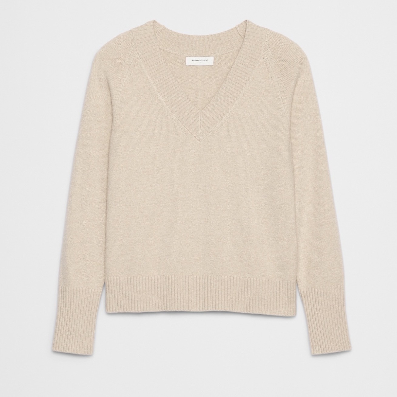 Banana Republic V-Neck Sweater Oatmeal Heather Xs New With Tags